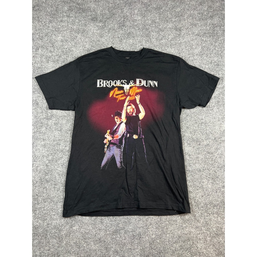 Inicio Apparel Band T Shirt Mens Black Brooks & Dunn Neon Moon Tour 2025 Graphic